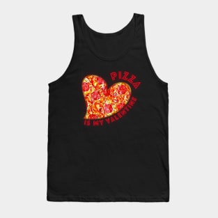 Pizza is My Valentine Cute Pepperoni Pizza Heart Tank Top